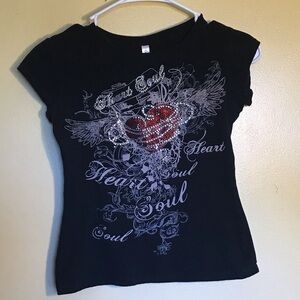 HEART/SOUL studded black t-shirt size small